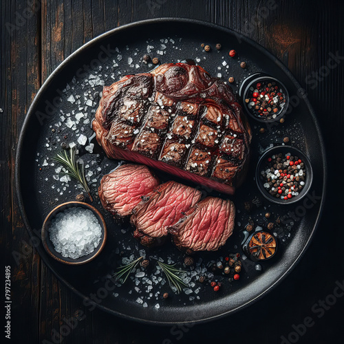Gourmet Grilled Steak with Herbs and Spices (ID: 797234895)