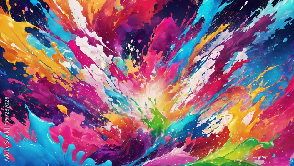 2d texture vibrant abstract paint colorful splashes Background