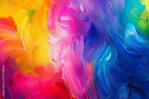 A colorful painting with a rainbow of colors and brush strokes © Irfanan