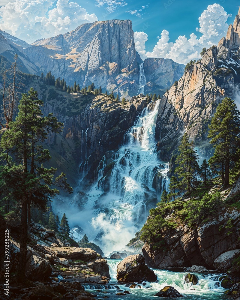 Naklejka premium Yosemite National Park, Yosemite Valley, Kings Canyon, American West, California, American national park, landscape,
