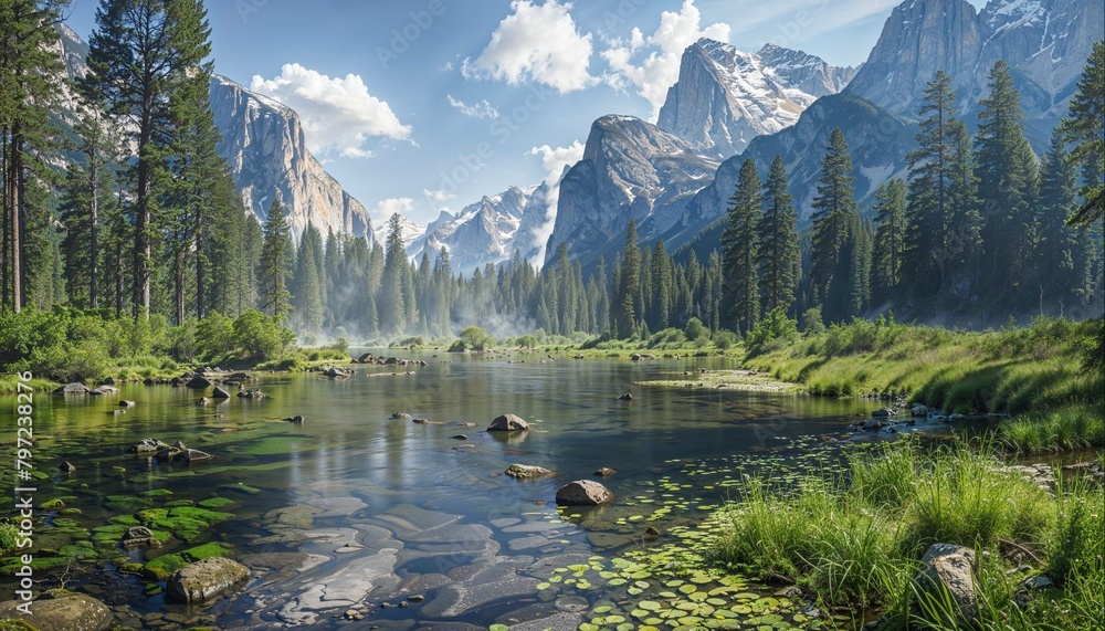 Naklejka premium Yosemite National Park, Yosemite Valley, Kings Canyon, American West, California, American national park, landscape,