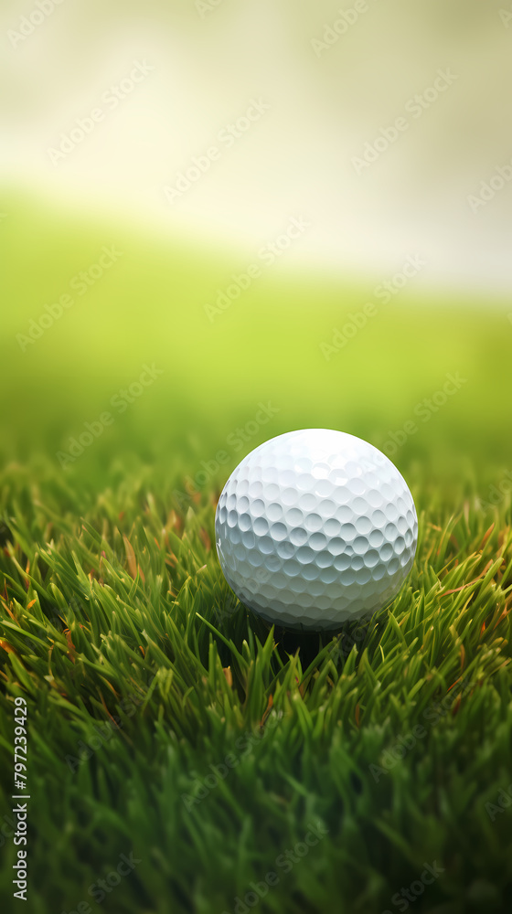 Close-up of golf ball on green grass Close-up of golf ball on green grass