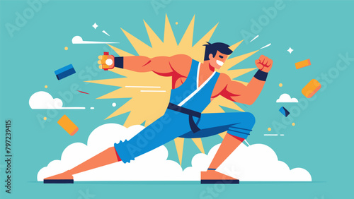 An anaerobic training session with the martial artist performing short bursts of explosive movements followed by brief rest periods.