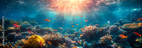 coral reef in the sea, World Ocean Day or World Oceans Day, 8 June 