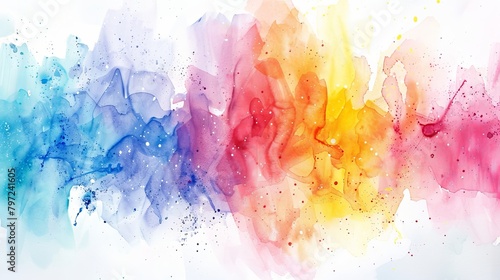 Abstract watercolor splashes representing oat milk and other dairy-free options, merging colors symbolize diversity and choice photo