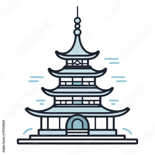 A vector icon depicting an Asian pagoda, ideal for illustrating Asian architecture or cultural themes.