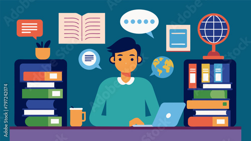 An individual attending a free language class at the library utilizing the resources and materials provided by the language learning center.