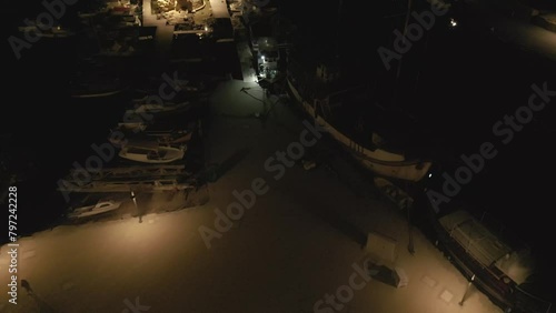 Northern Cyprus, the Mediterranean Sea. Drone view of the harbor and the city of Girne. filming in the late evening