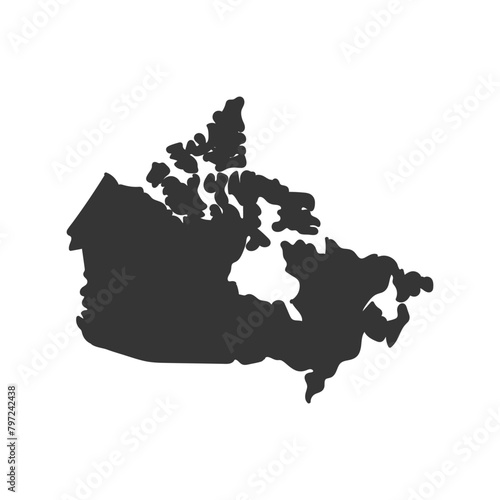 Canada Icon Silhouette Illustration. Canadian Map Vector Graphic Pictogram Symbol Clip Art. Doodle Sketch Black Sign.