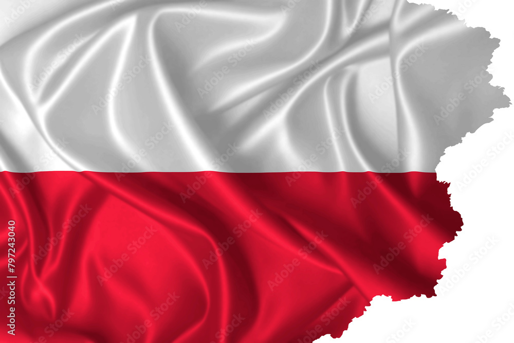 Poland flag with torn edges on silk texture Poland flag with torn edges on silk texture