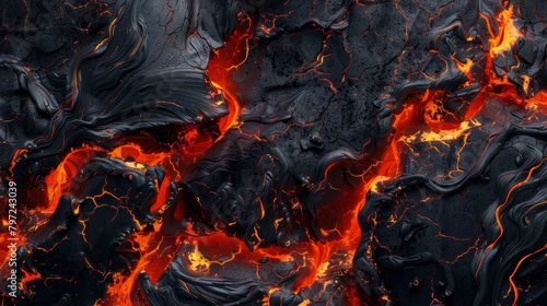 Lava flows on charred landscape