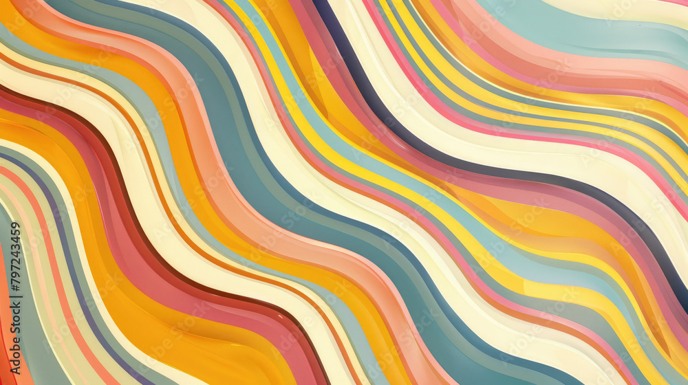 Funky Retro 70's Wavy Pattern Stripes Background
