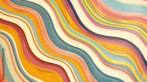 Funky Retro 70's Wavy Pattern Stripes Background 