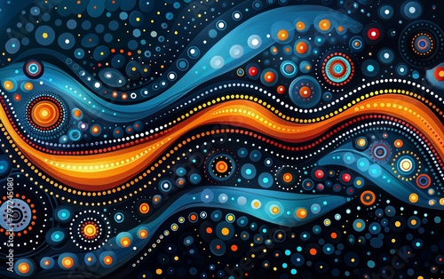 A painting created with AI software inspired by abstract Aboriginal art techniques.