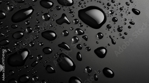 Water drops on black surface