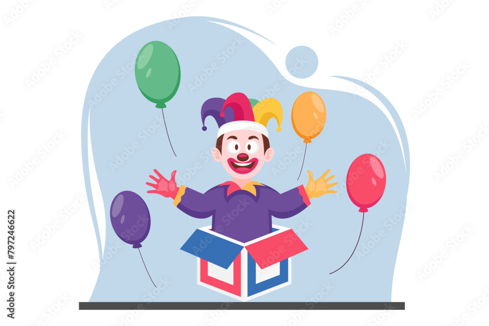 April Fools Flat Design Illustration April Fools Flat Design Illustration