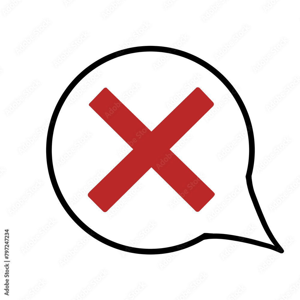 Obraz premium 吹き出し（バツ・赤・線画なし・右下）