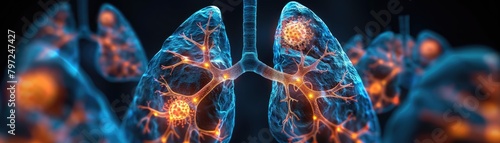 Conceptual image of lungs with highlighted cancerous areas