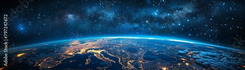 The beautiful cities of Europe can be seen glowing at night from the vantage point of space on planet Earth.