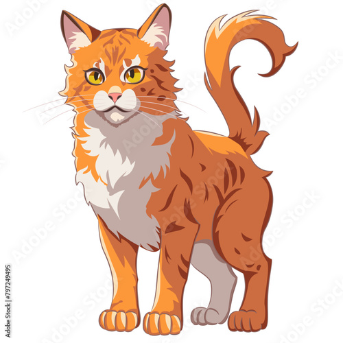 Vector drawing of a red serious cat with spots.