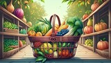 Shopping basket with fresh food.