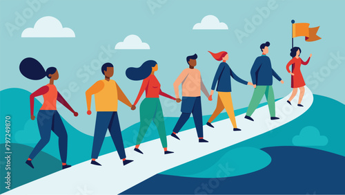 The Freedom Walk served as a reminder of the ongoing struggle for equality and the vital role that community leaders play in leading the way towards a. Vector illustration