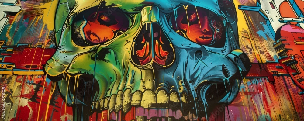Vibrant urban graffiti art on wall Vibrant urban graffiti art on wall