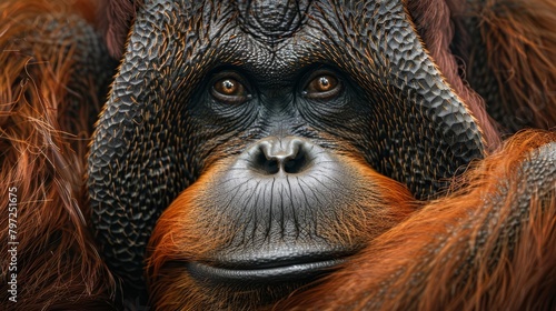bornean orangutan closeup portrait realistic studio photography generative ai artwork photo