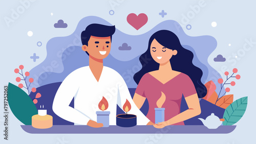 An aromatherapy massage for two tailored to the couples preferred scents creating a personalized and intimate experience..