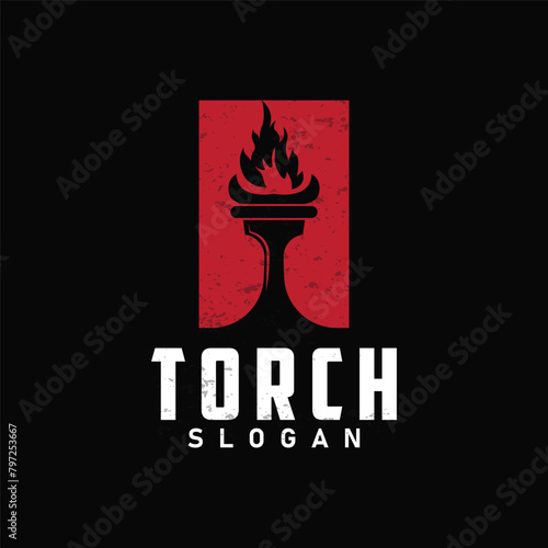 Illustration black silhouette torch logo flame design olympic sport victory inspiration