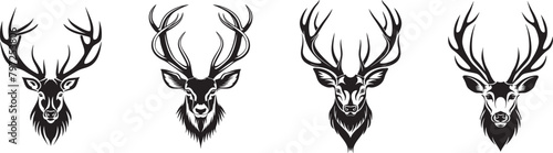 Wildlife Forest Animal Portrait Logo - Vector Illustration of a Majestic Deer Head with Horns photo
