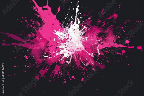 Vibrant pink paint splash on black background