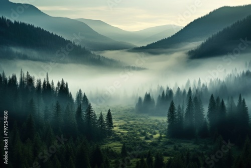 Nature forest fog wilderness.