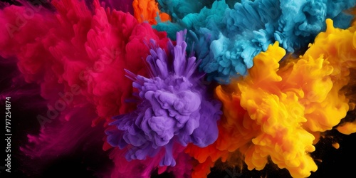 Vibrant explosion of colored inks in water