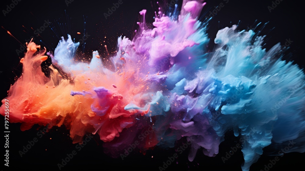 Fototapeta premium Explosion of Colorful Powder on Black Background