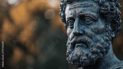 Close-up of a classical statue with a blurred background