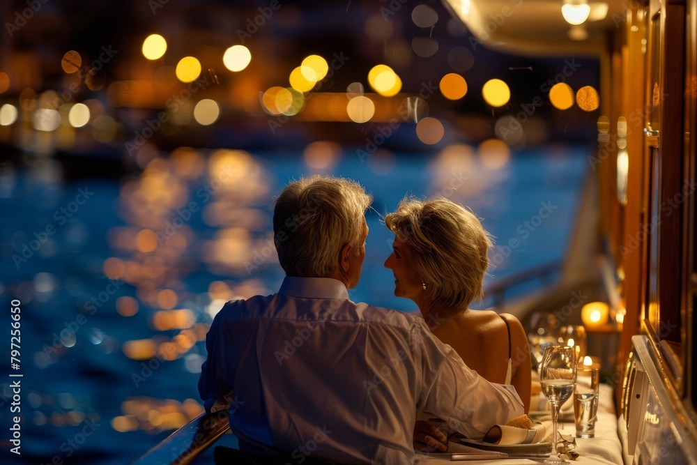 enjoying a romantic dinner cruise on a river
