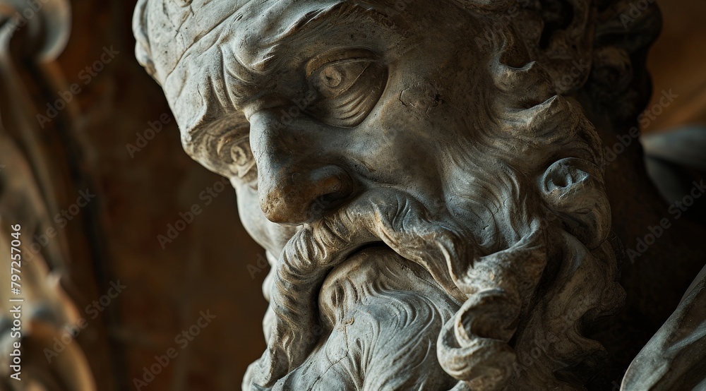 Close-up of an Ancient Philosopher Statue