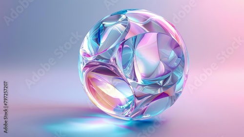 iridescent crystal color bubble ball abstract 3d illustration