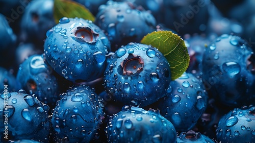 A cluster of fresh, plump blueberries nestle against each other, their deep indigo hues bursting with juicy sweetness. Embark on a journey through the flavors of summer with this tantalizing close-up.