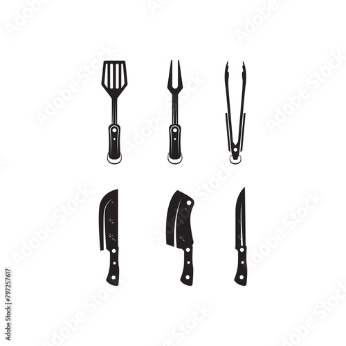 Set of spatula and knife vector logo design illustration