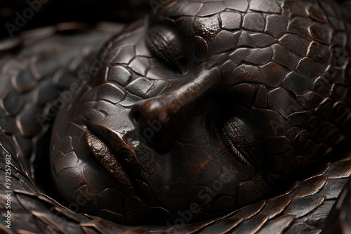 Close-up of a dragon sculpture photo