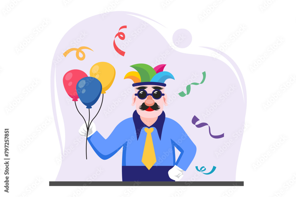 April Fools Flat Design Illustration April Fools Flat Design Illustration
