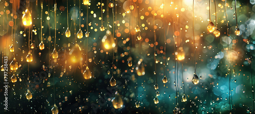 A dream where the rain is made of light, showering the world with brilliant, sparkling droplets #797258433