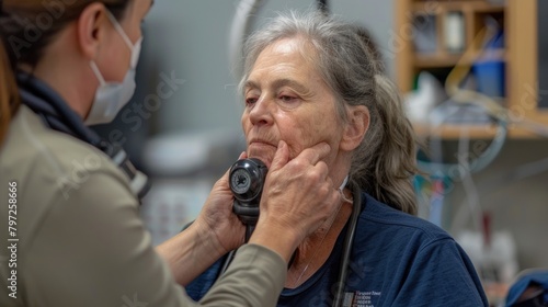 A respiratory therapist helps a patient with breathing exercises to improve lung function.