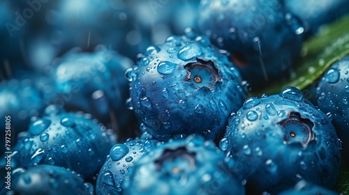 A cluster of fresh, plump blueberries nestle against each other, their deep indigo hues bursting with juicy sweetness. Embark on a journey through the flavors of summer with this tantalizing close-up.