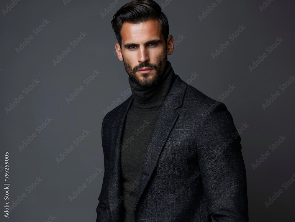Fototapeta premium Confident businessman in a stylish turtleneck and blazer