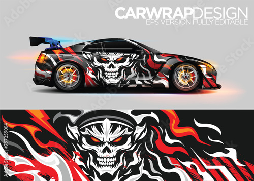 car wrap decal vinyl sticker design concept. with stripe grunge abstract background for race, livery, signage and daily use car