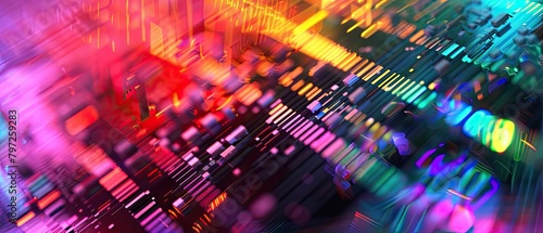 circuit board with glowing lights