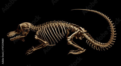 Dinosaur Skeleton on a Black Background